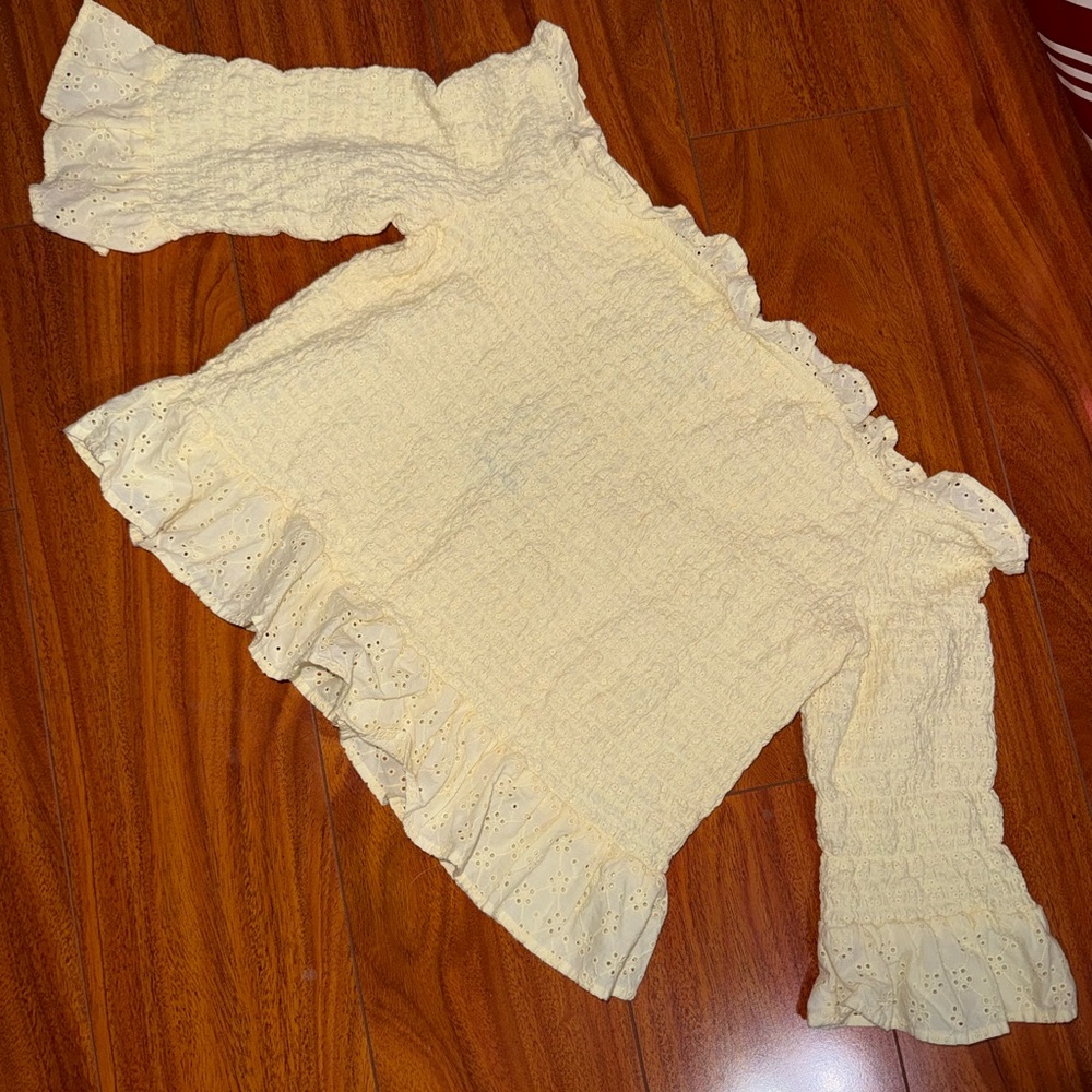 American Eagle Outfitters Cream Ruffle Top